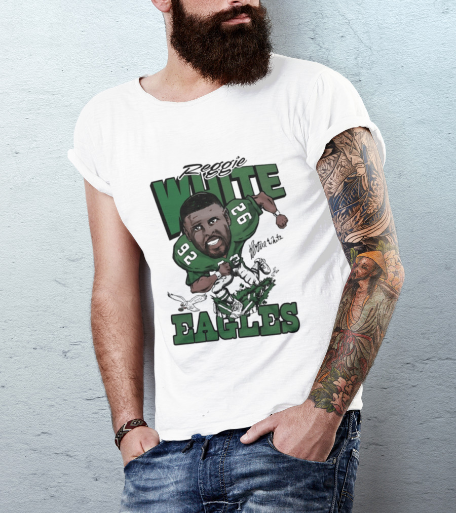 Philadelphia Eagles Reggie White 92 Player Caricature T-Shirt