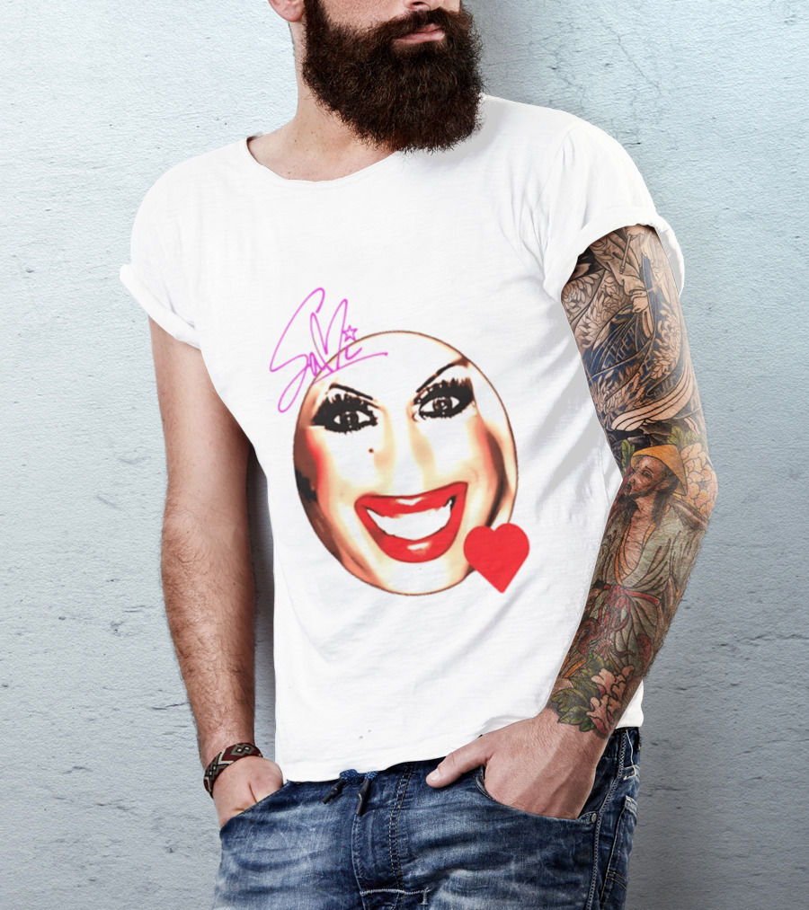 Sami Landri Big Face Heart Signature Red Lips T-Shirt