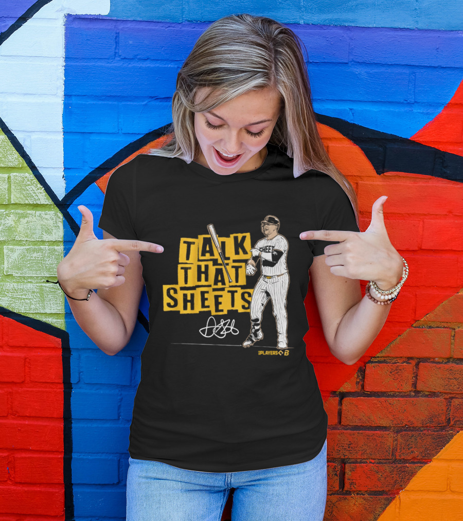 Gavin Sheets Talk That Sheets Baseball Player Yellow Block Lettering T-Shirt