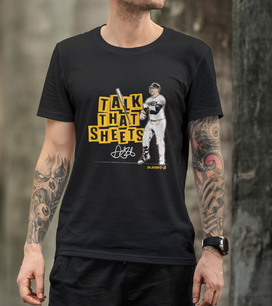Gavin Sheets Talk That Sheets Baseball Player Yellow Block Lettering T-Shirt