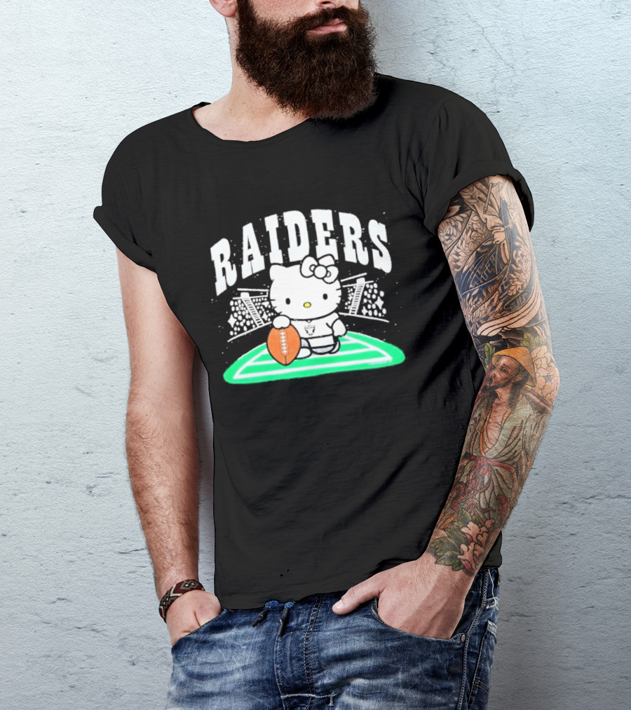 Hello Kitty Raiders Football Stadium Cartoon Collaboration T-Shirt