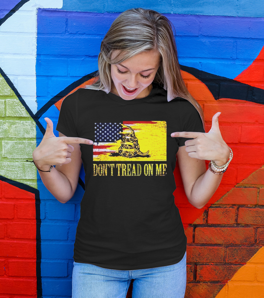 American Flag And Gadsden Snake Don't Tread On Me T-Shirt