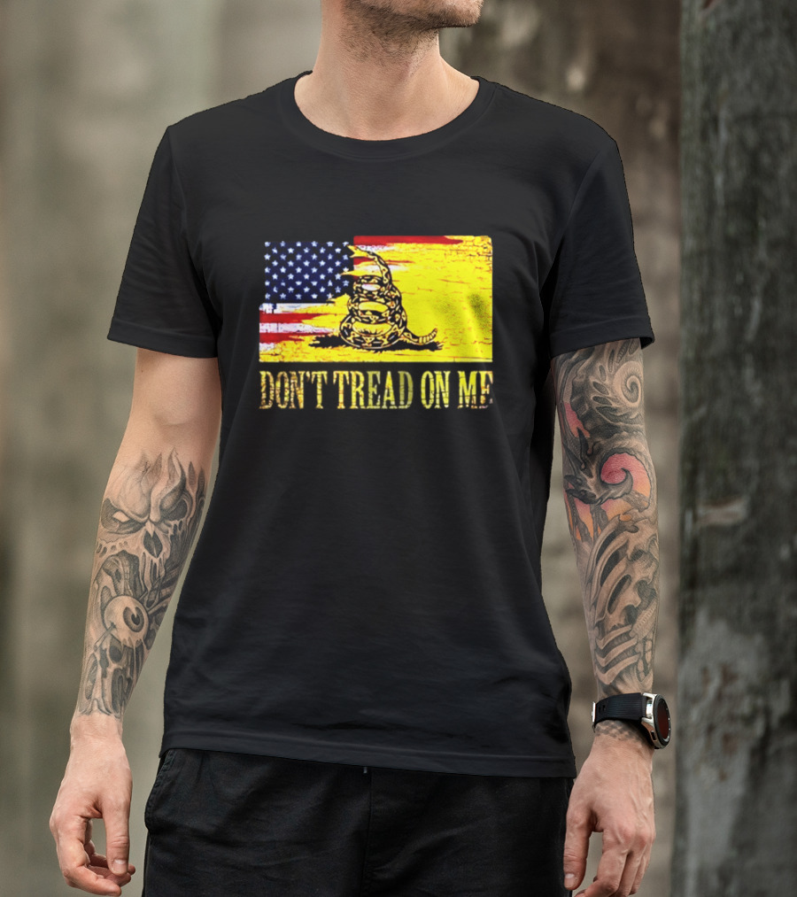 American Flag And Gadsden Snake Don't Tread On Me T-Shirt