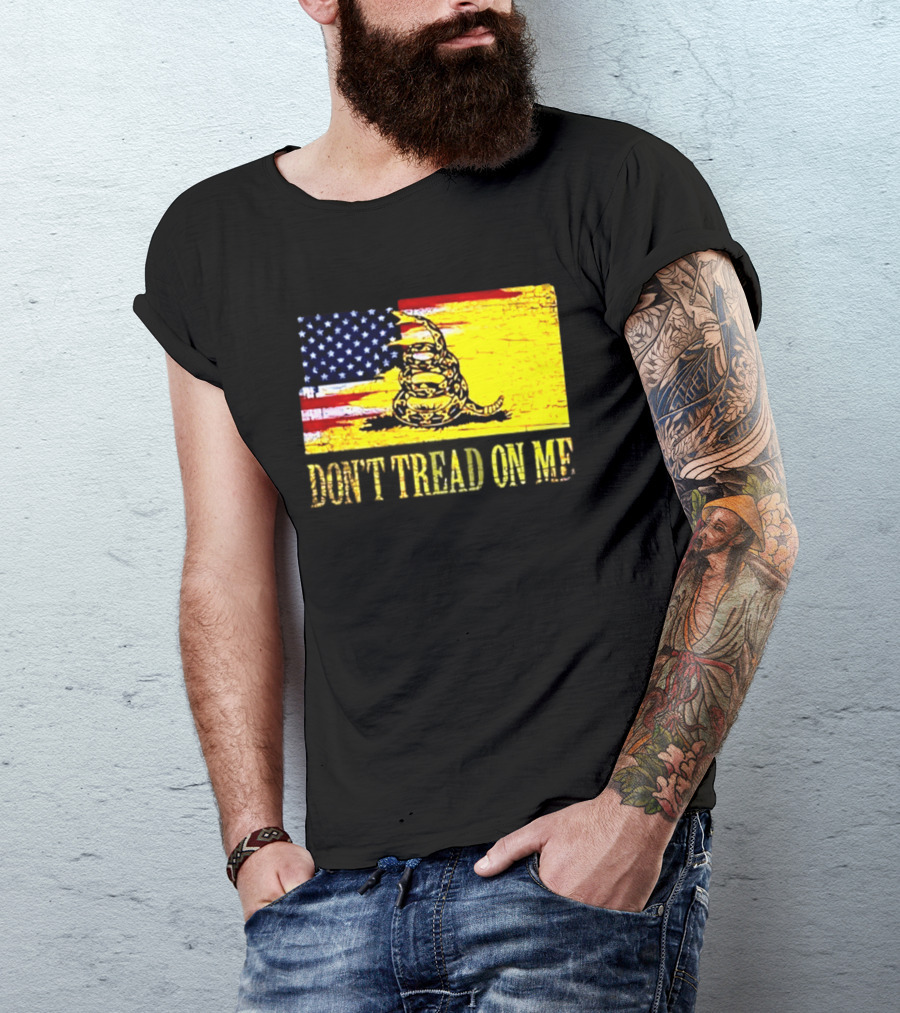 American Flag And Gadsden Snake Don't Tread On Me T-Shirt