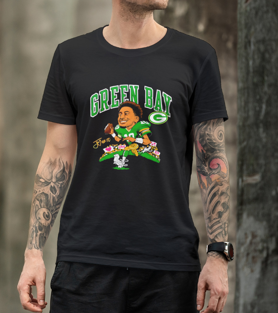 Jordan Love Green Bay Packers Caricature Playing Cards 2026 T-Shirt