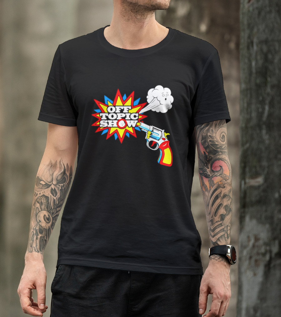 Off Topic Show Podcast Comedy Entertainment Exploding Gun T-Shirt
