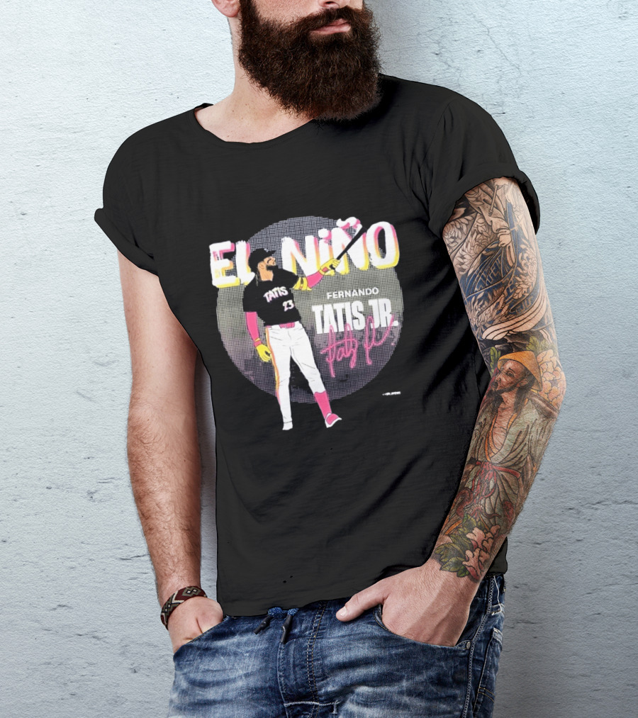Padres Fernando Tatis Jr El Niño 23 Pink Bat Baseball T-Shirt