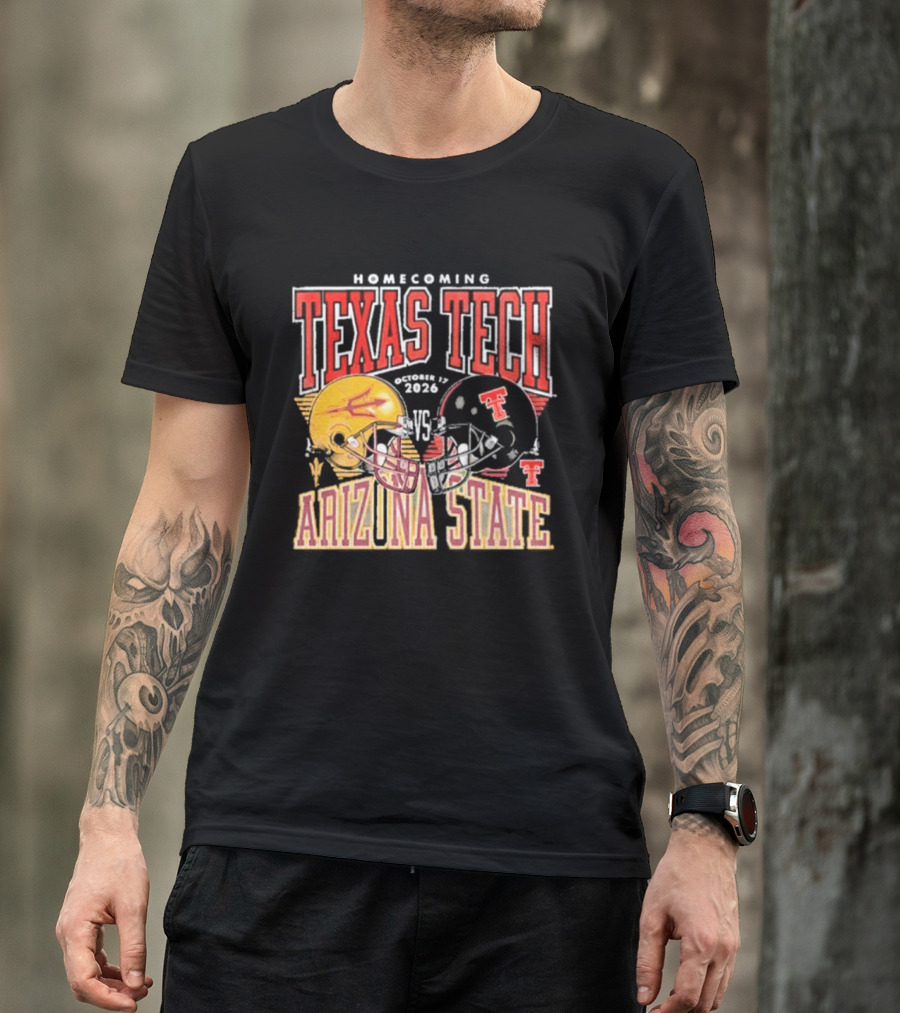Texas Tech Vs Arizona State Homecoming Football 2026 Helmet Showdown T-Shirt