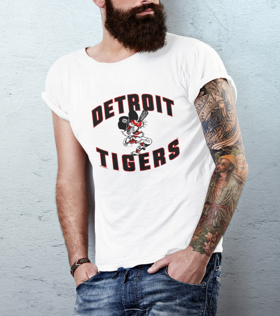 Detroit Tigers Cartoon Paws Vintage Baseball Fan Merchandise T-Shirt