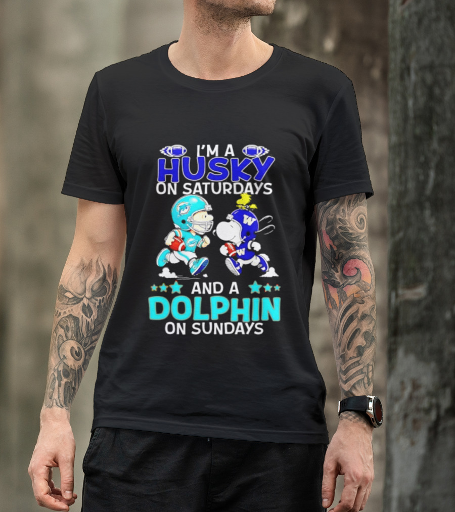 I'm A Husky On Saturdays And A Dolphin On Sundays Peanuts Characters Football T-Shirt