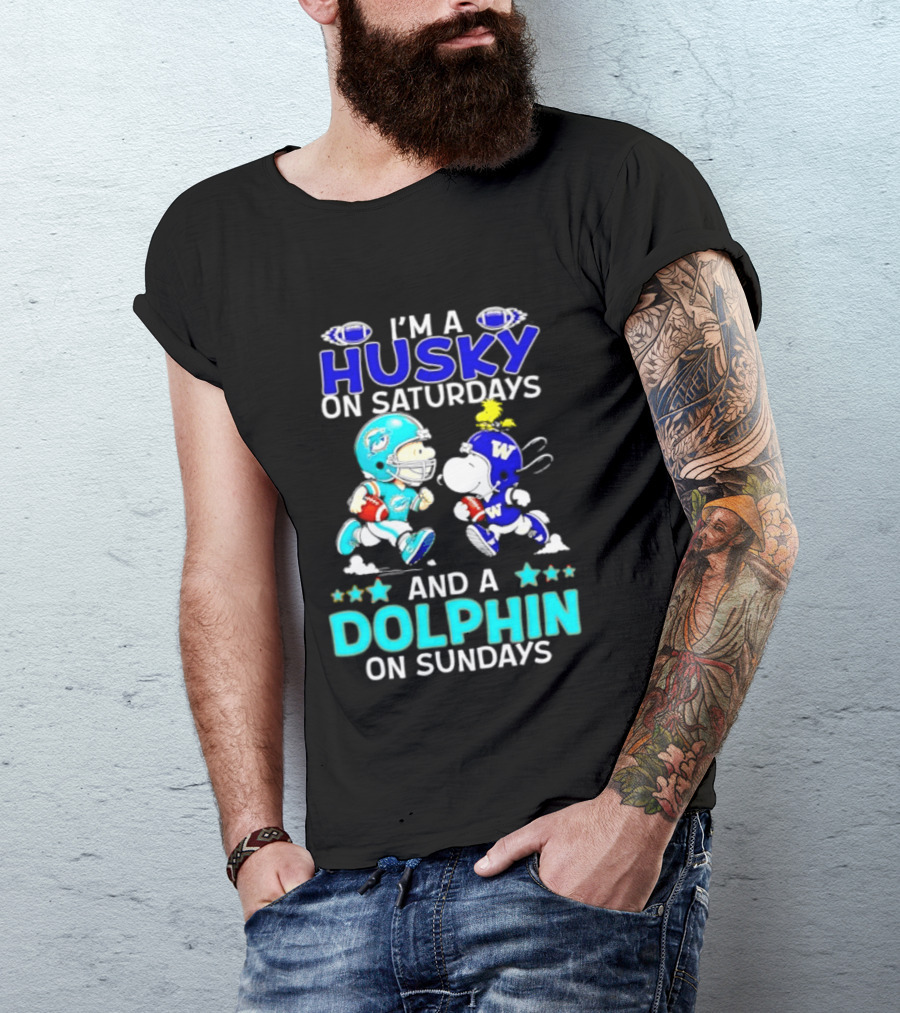 I'm A Husky On Saturdays And A Dolphin On Sundays Peanuts Characters Football T-Shirt