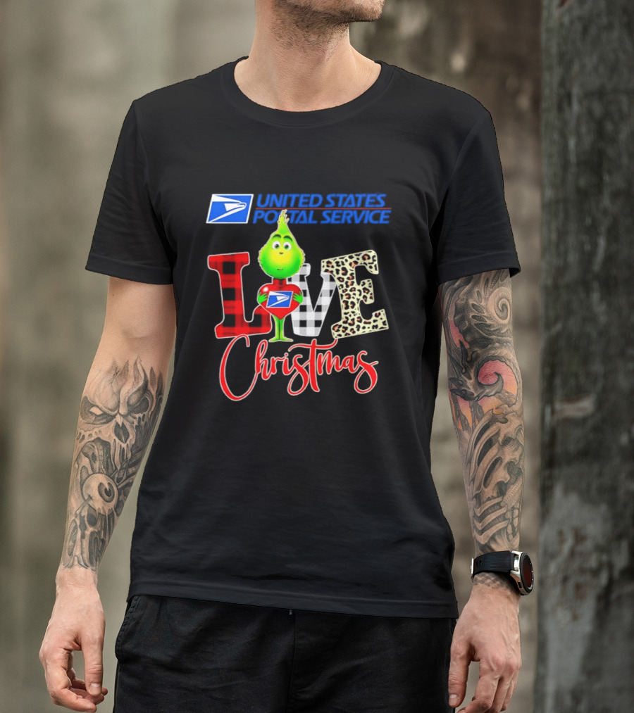United States Postal Service Grinch Love Christmas T-Shirt