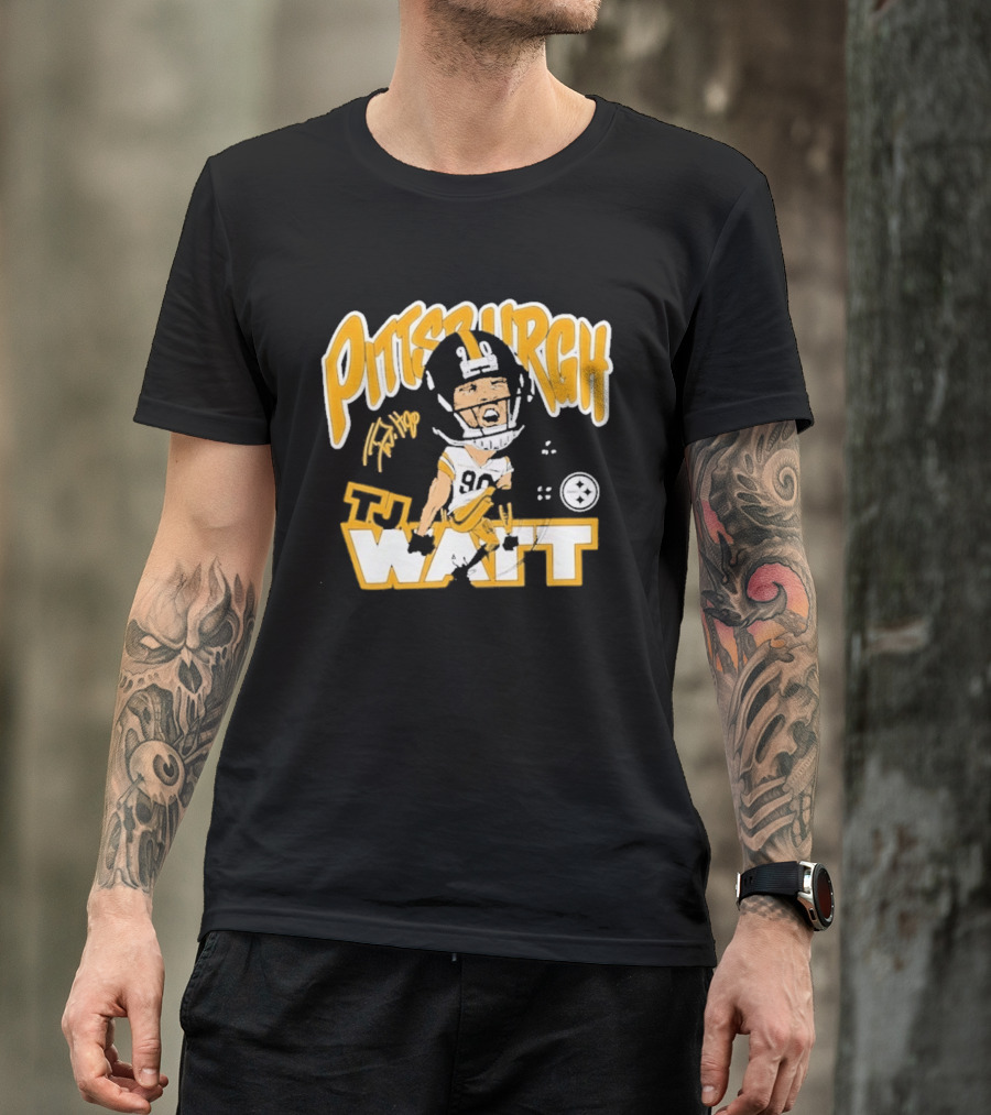Pittsburgh TJ Watt 90 Cartoon Scream Steelers T-Shirt
