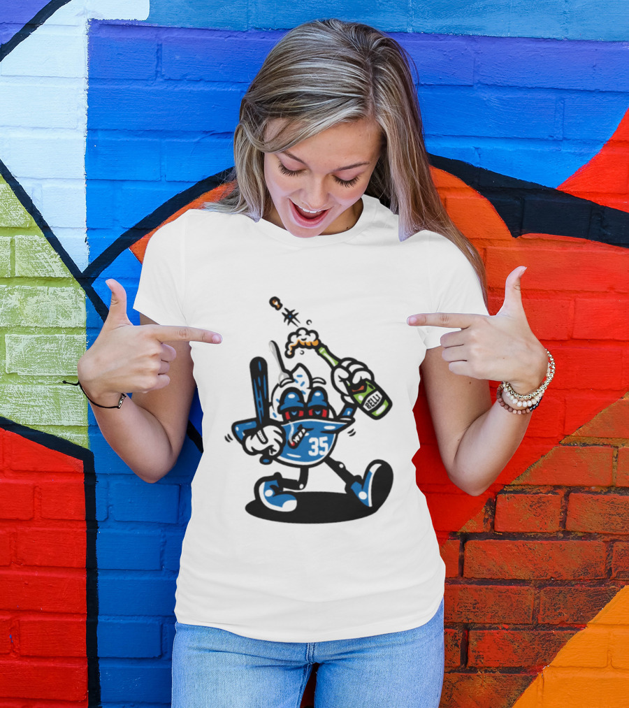 Cody Bellinger 35 Belli Champagne Celebration Baseball Cartoon T-Shirt