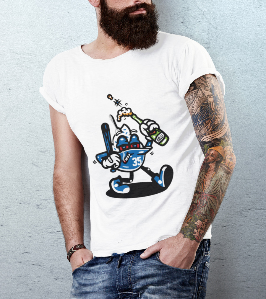 Cody Bellinger 35 Belli Champagne Celebration Baseball Cartoon T-Shirt