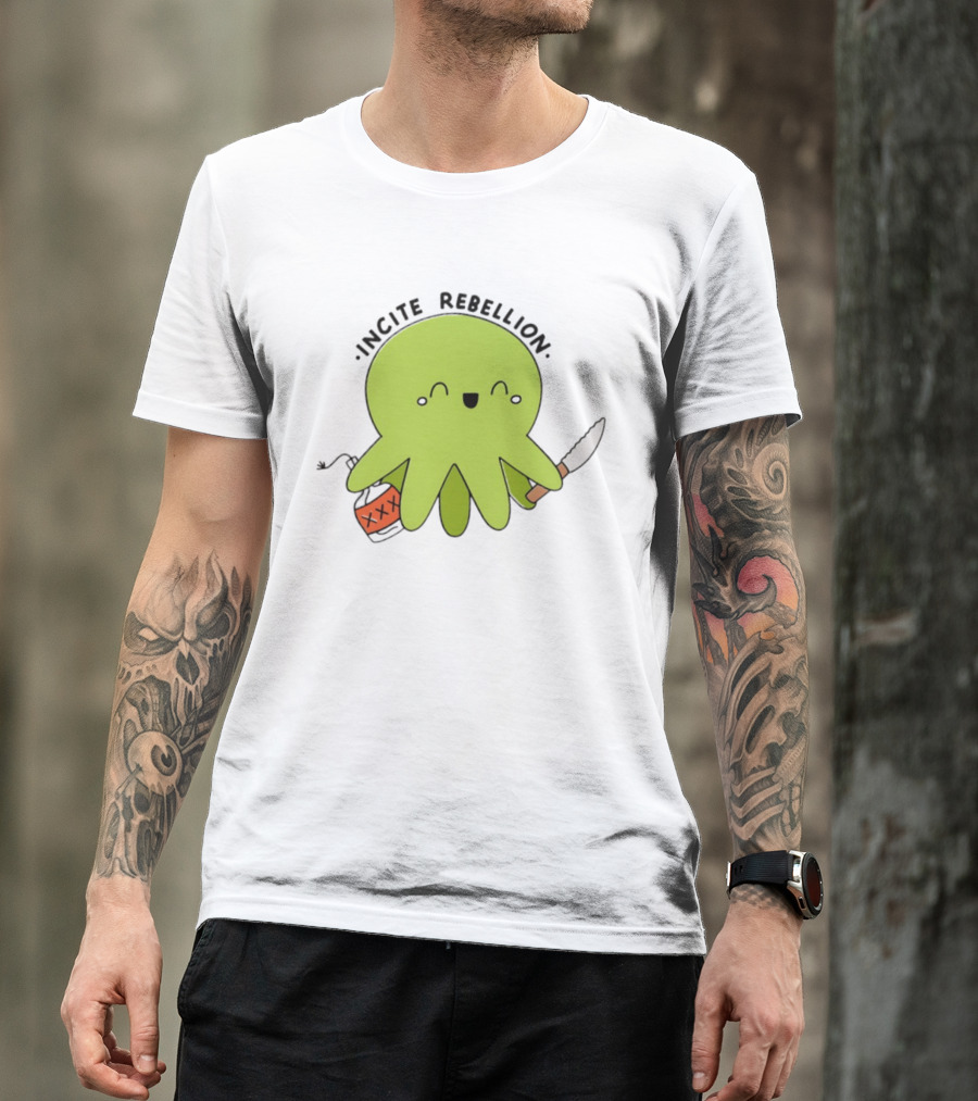 Incite Rebellion Octopus Knife Molotov Cocktail T-Shirt