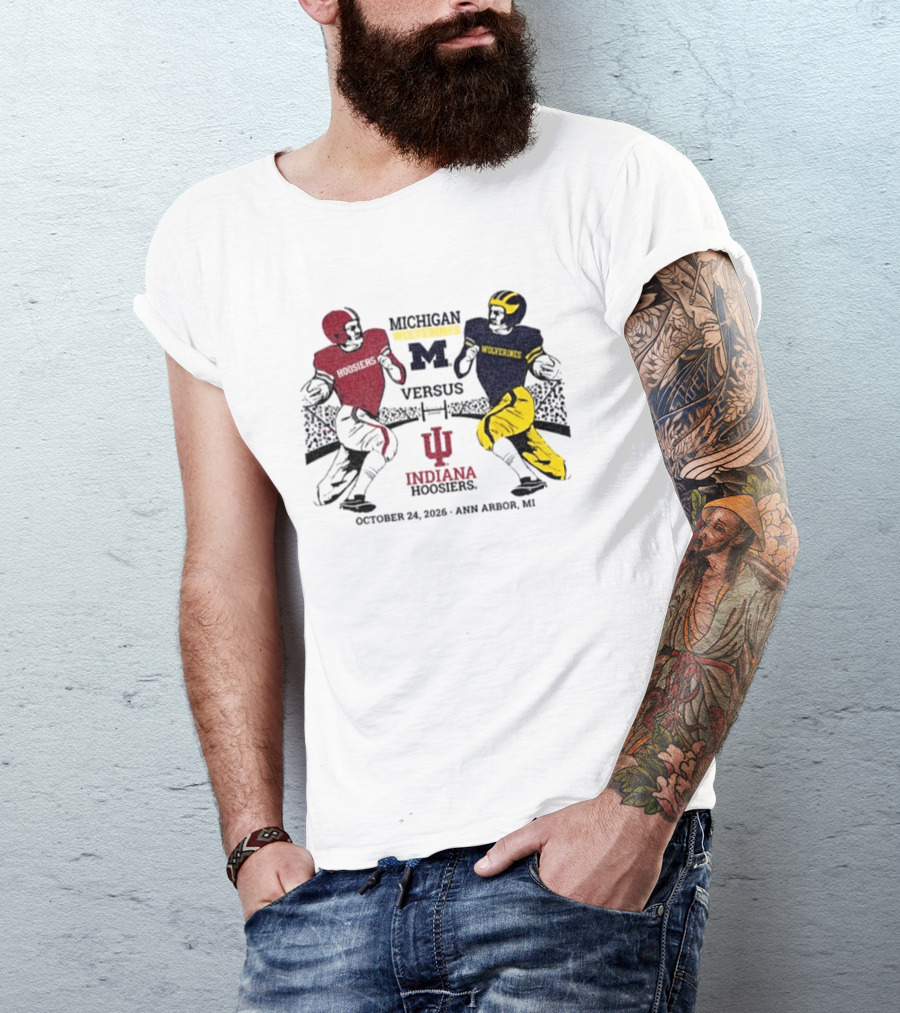 Michigan Wolverines Versus Indiana Hoosiers October 24 2026 Ann Arbor MI T-Shirt