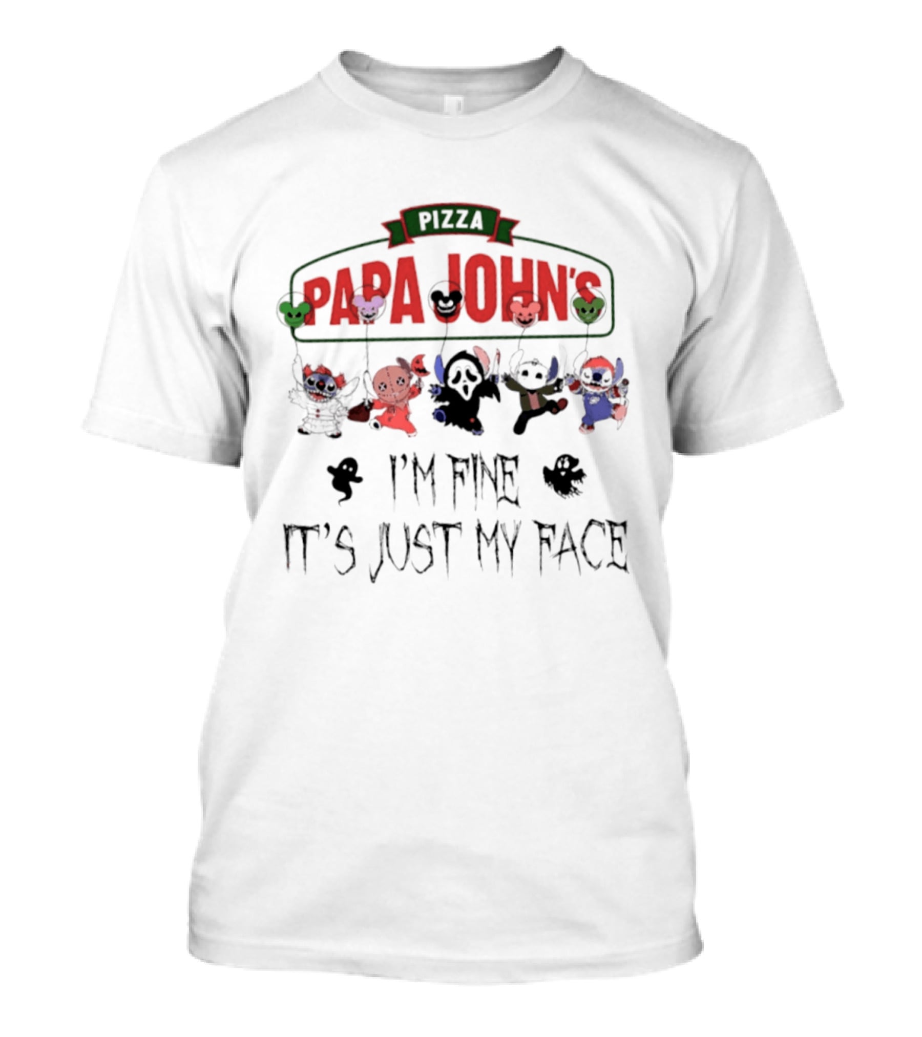 Papa John's Pizza X Stitch Halloween 2026 I'm Fine It's Just My Face T-Shirt