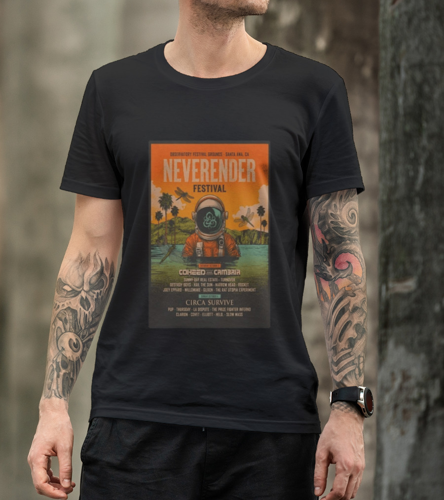 Observatory Festival Grounds Santa Ana 2026 Neverender Festival Coheed And Cambria Circa Survive Lineup T-Shirt