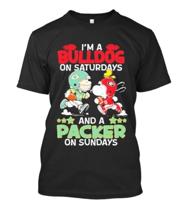 I'm A Bulldog On Saturdays And A Packer On Sundays Football Peanuts T-Shirt
