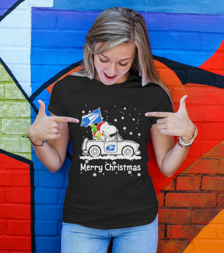 United States Postal Service Snoopy Woodstock Car Merry Christmas 2026 T-Shirt