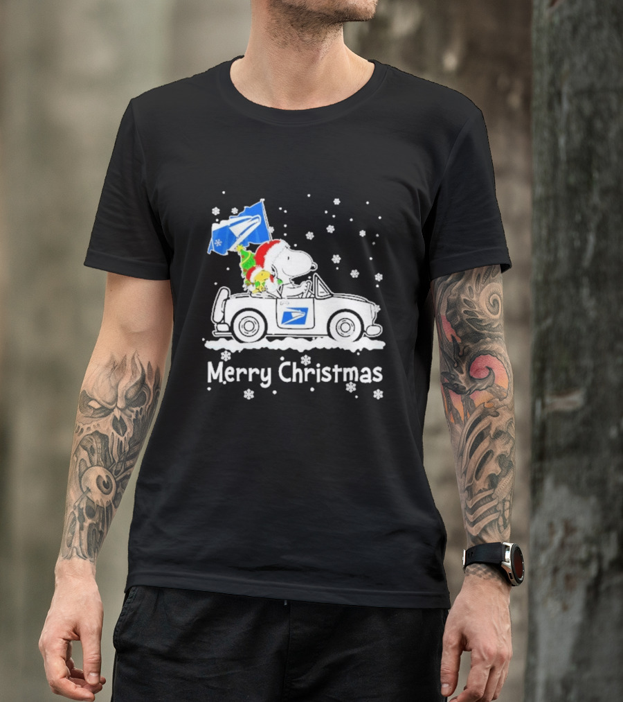 United States Postal Service Snoopy Woodstock Car Merry Christmas 2026 T-Shirt