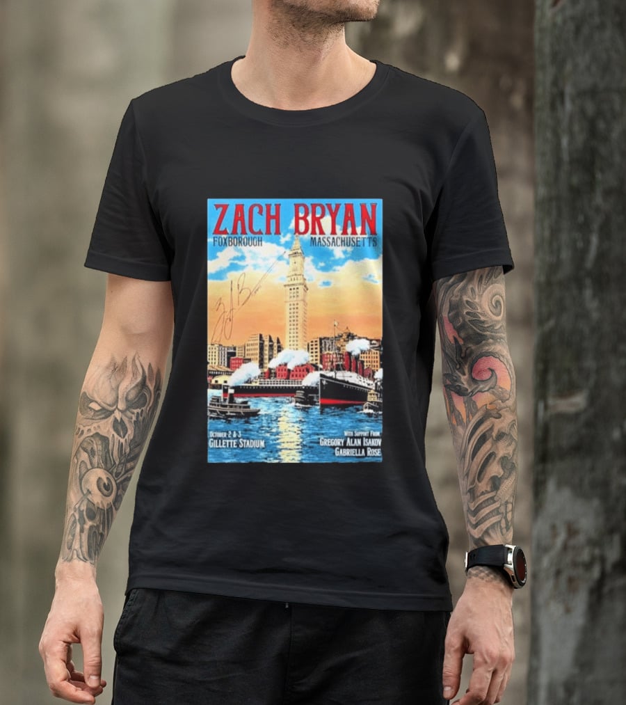 Zach Bryan Foxborough Massachusetts Gillette Stadium October 2 3 2026 Gregory Alan Isakov Gabriella Rose T-Shirt