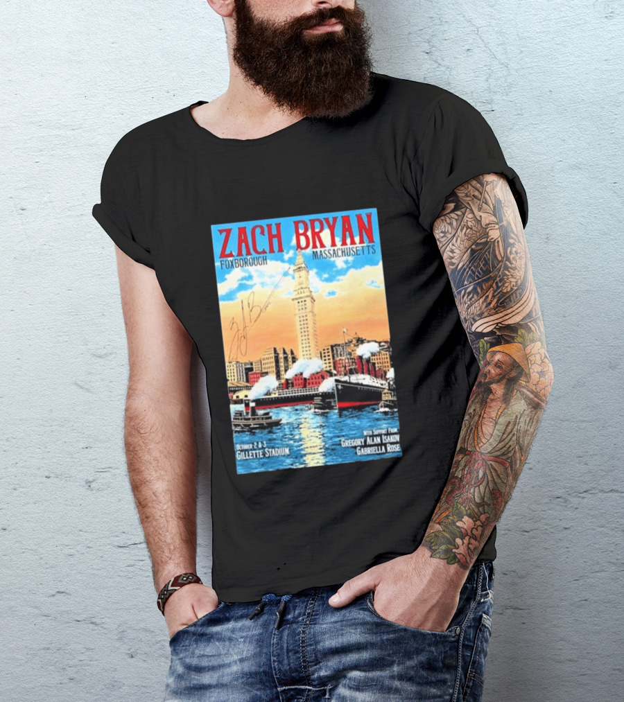 Zach Bryan Foxborough Massachusetts Gillette Stadium October 2 3 2026 Gregory Alan Isakov Gabriella Rose T-Shirt
