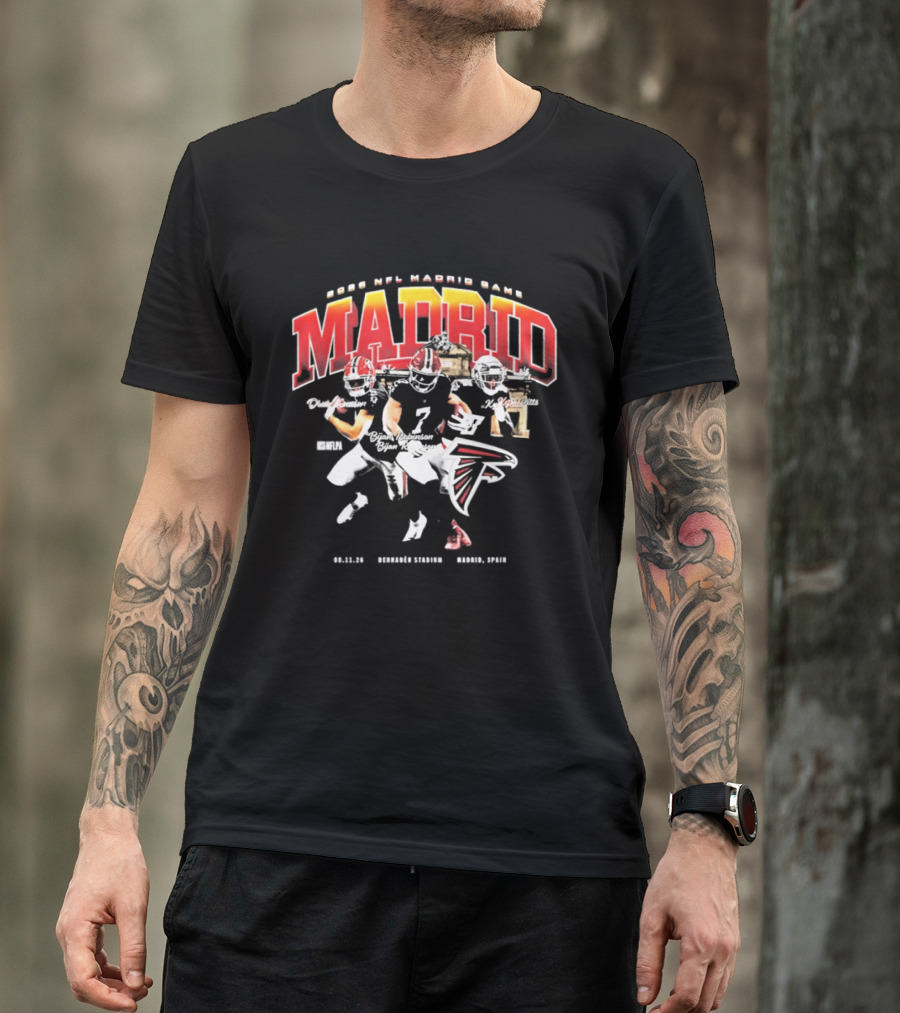 2026 NFL Madrid Games Atlanta Falcons Football Madrid Villaverde Vallecas Barajas Puente De Vallecas T-Shirt