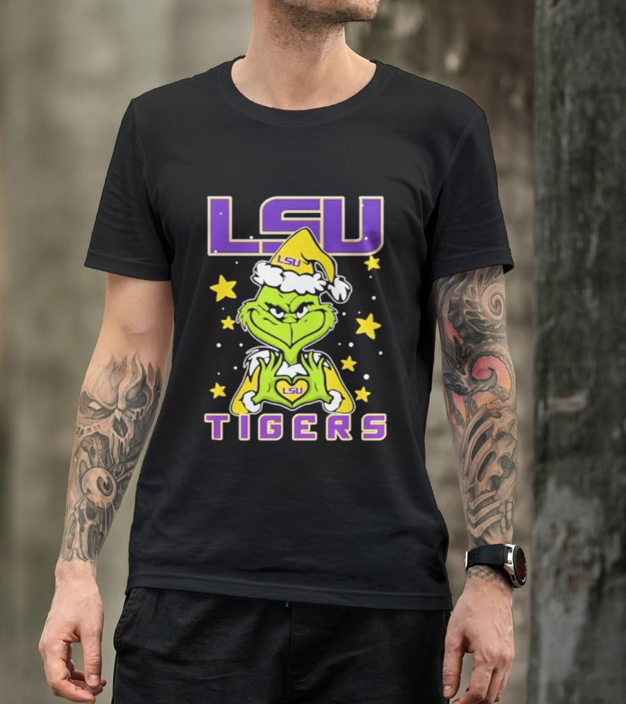LSU Tigers Grinch Love Hands Christmas 2026 Football Holiday T-Shirt