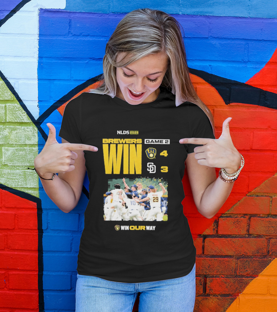 NLDS 2026 Brewers Win Game 2 Win Our Way 4 3 Victory Celebration T-Shirt