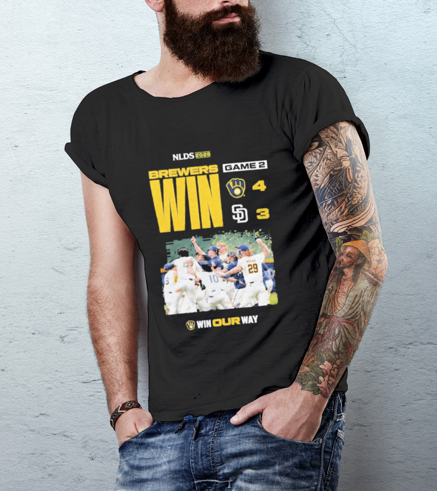 NLDS 2026 Brewers Win Game 2 Win Our Way 4 3 Victory Celebration T-Shirt