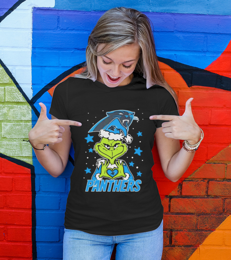 Carolina Panthers Grinch Love Hands Christmas 2026 Football Magic T-Shirt
