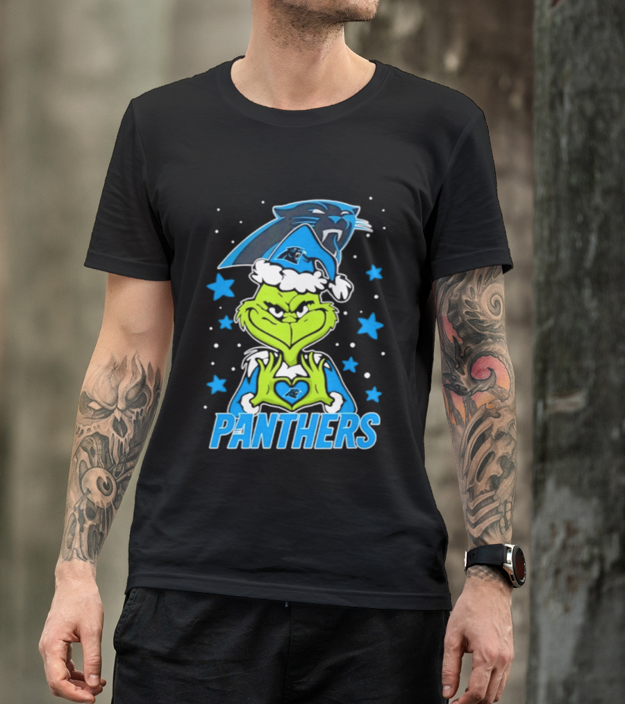Carolina Panthers Grinch Love Hands Christmas 2026 Football Magic T-Shirt
