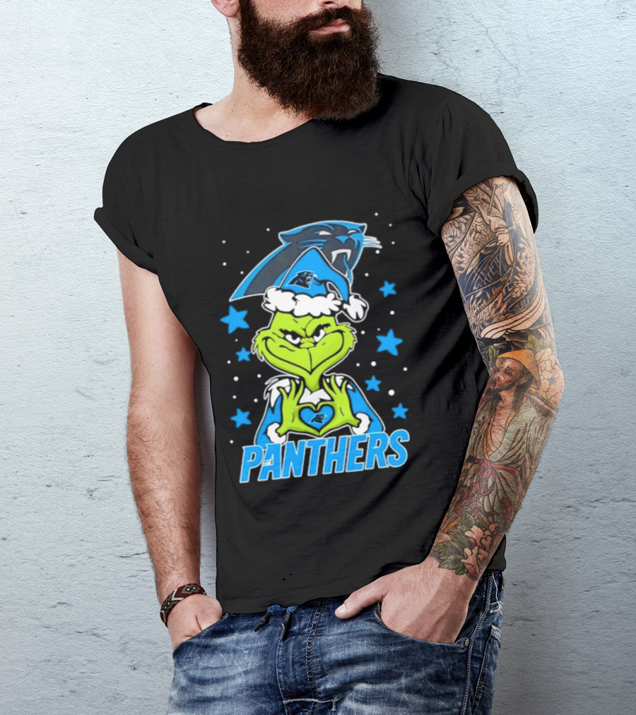 Carolina Panthers Grinch Love Hands Christmas 2026 Football Magic T-Shirt
