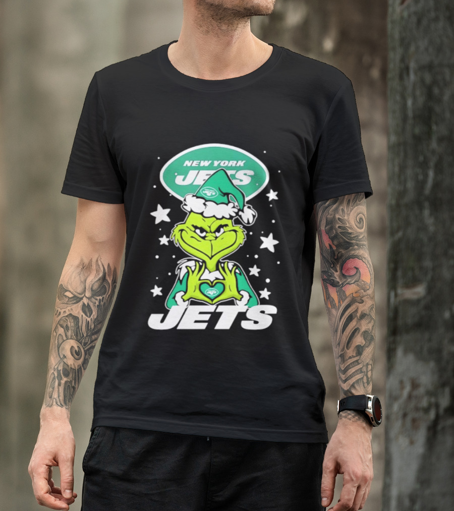New York Jets Grinch Christmas 2026 Football Love Hands T-Shirt