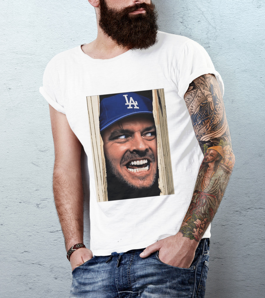 Jack Torrance LA Dodgers Hat Here's Johnny The Shining Baseball T-Shirt