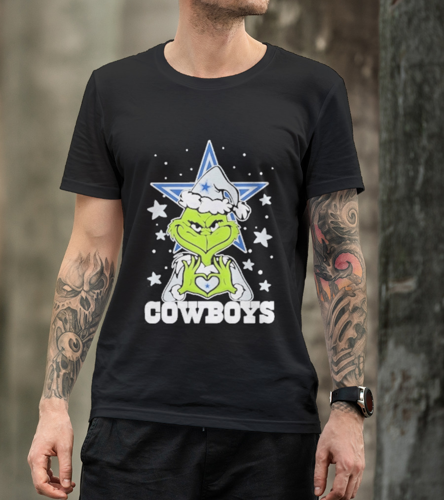 Dallas Cowboys Grinch Love Hands Christmas Star 2026 Football T-Shirt