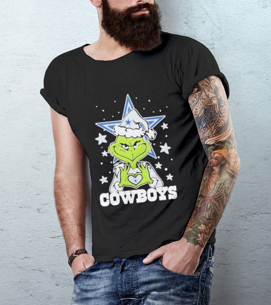 Dallas Cowboys Grinch Love Hands Christmas Star 2026 Football T-Shirt