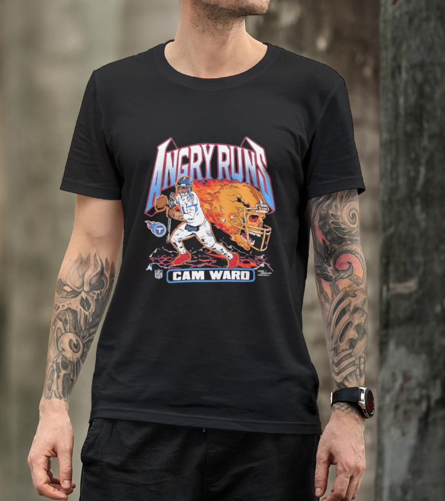 Angry Runs Cam Ward NFL Titan Flame Football Player T-Shirt