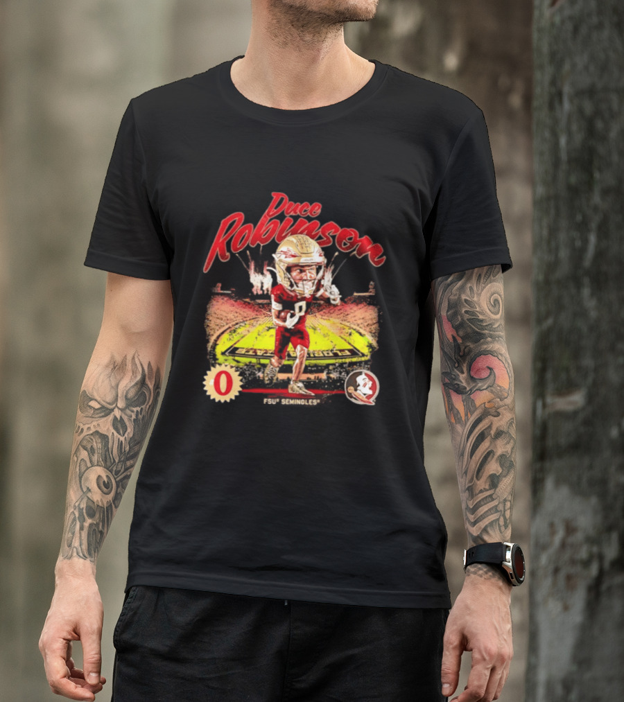 Duce Robinson Florida State Seminoles Football NCAA Stadium Caricature Number 0 T-Shirt