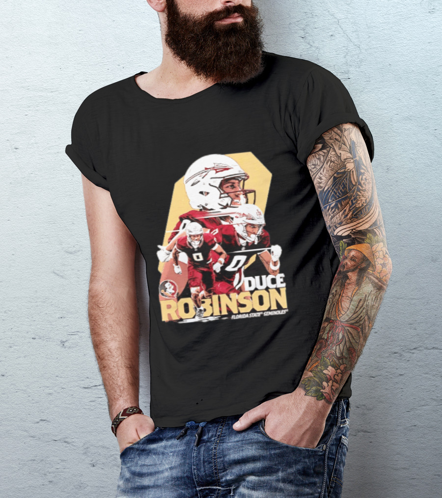 Duce Robinson Florida State Seminoles Football NCAA Player Action Montage T-Shirt