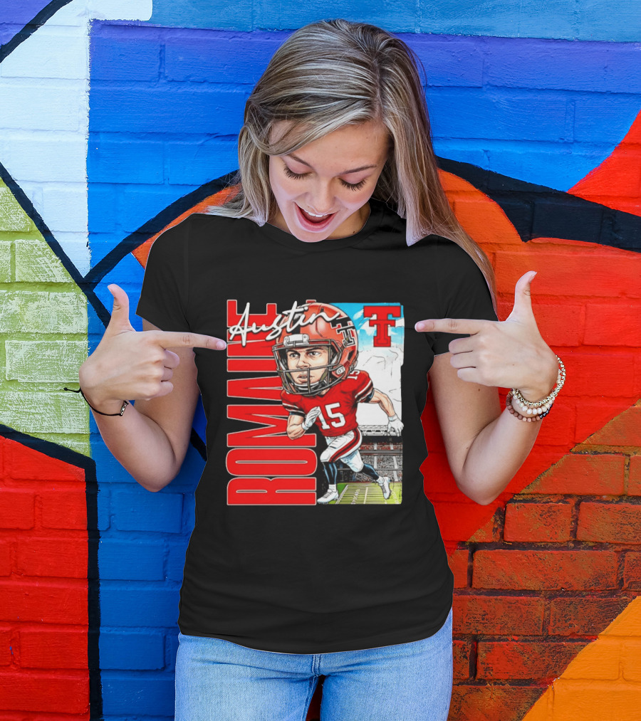 Austin Romaine Texas Tech Red Raiders Football NCAA Stadium Caricature T-Shirt