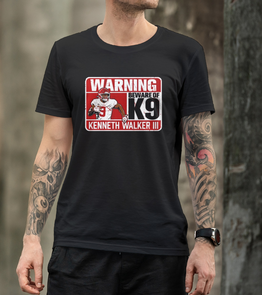Kenneth Walker III Warning Beware Of K9 Football Player T-Shirt