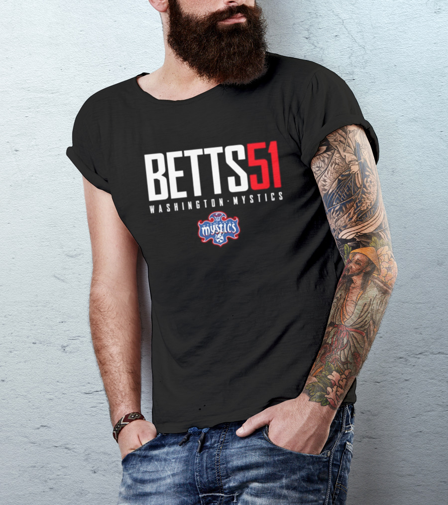 Betts 51 Washington Mystics WNBA Mystics Team Logo NBA Merchandise T-Shirt