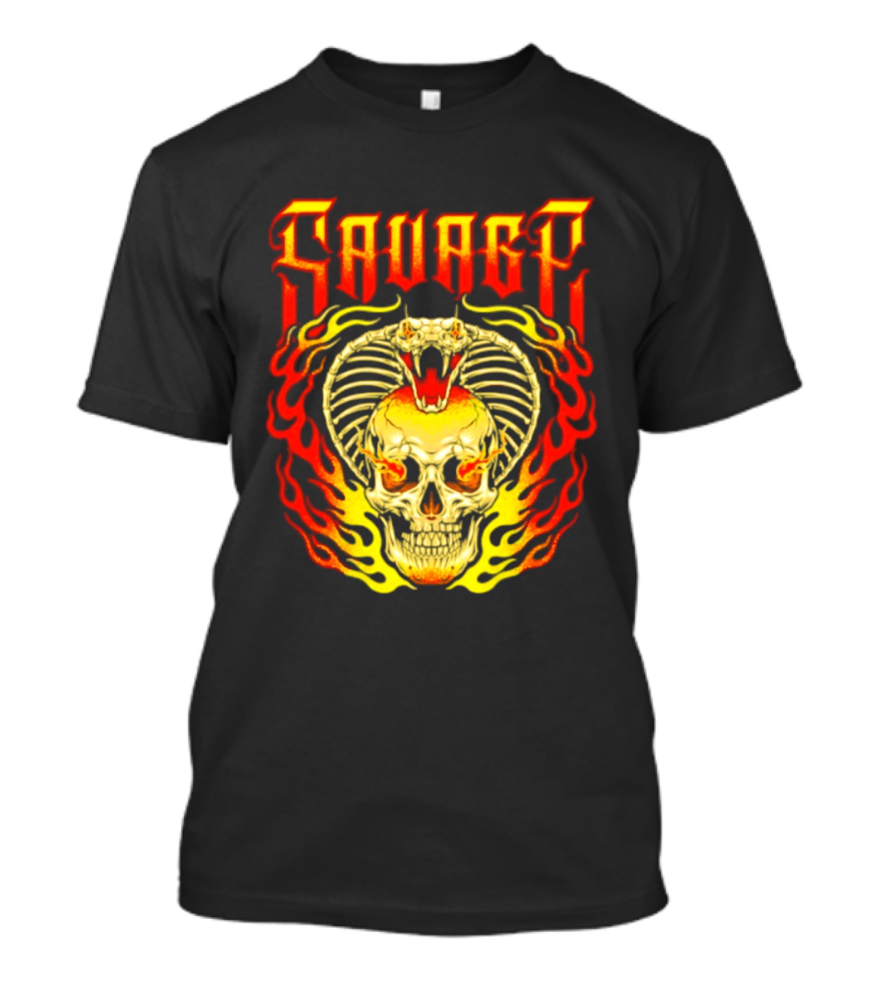 Savage Cobra Skull Fire Fusion Streetwear T-Shirt