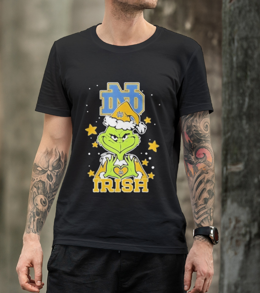Notre Dame Fighting Irish Grinch Love Hands Christmas 2026 Football T-Shirt