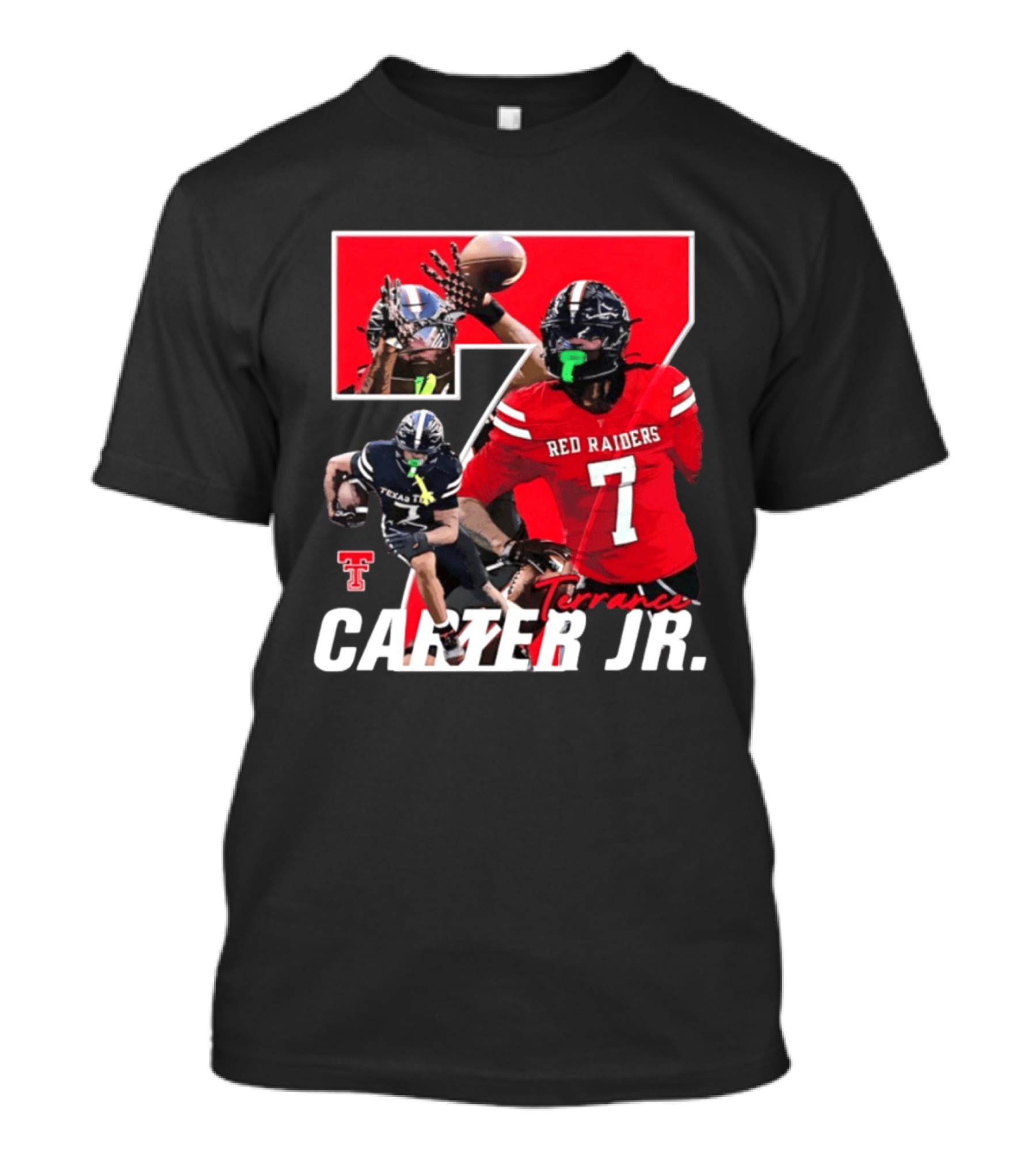 Terrance Carter Jr Red Raiders Texas Tech Football Player Collage NCAA Number 7 T-Shirt