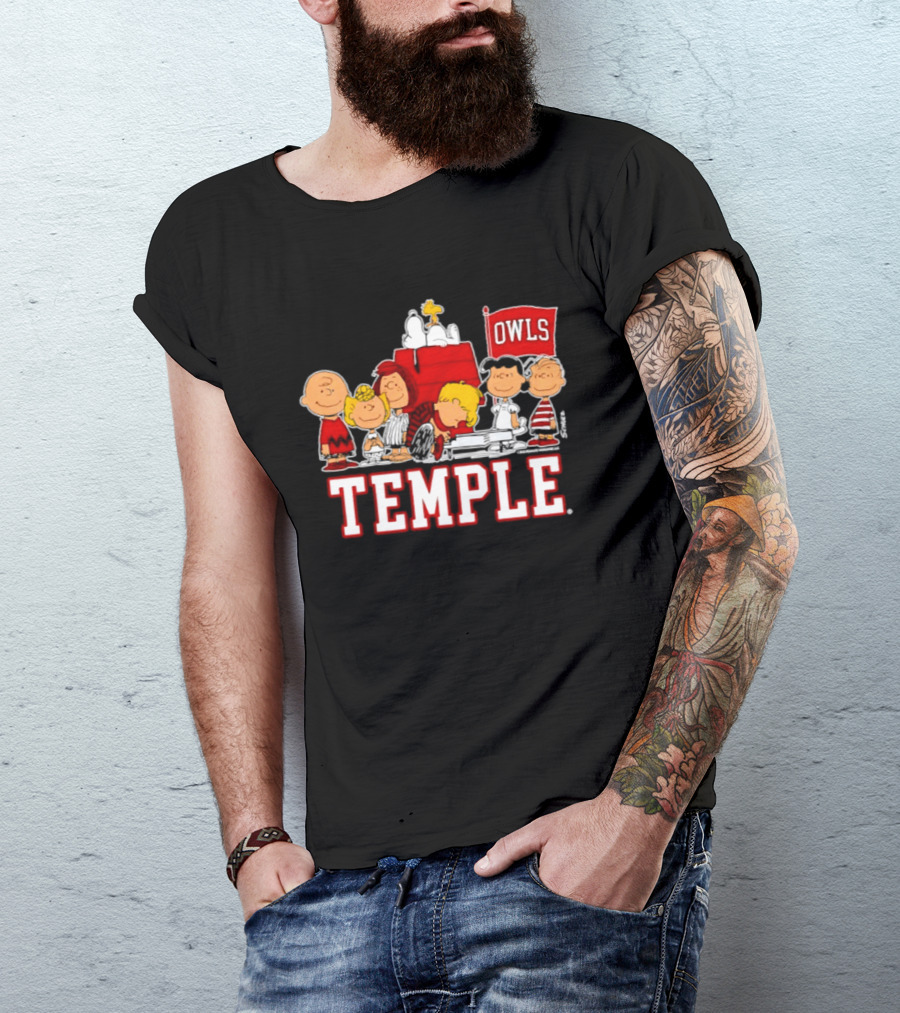 Peanuts Snoopy Temple Owls Football Lucy Charlie Brown Woodstock T-Shirt