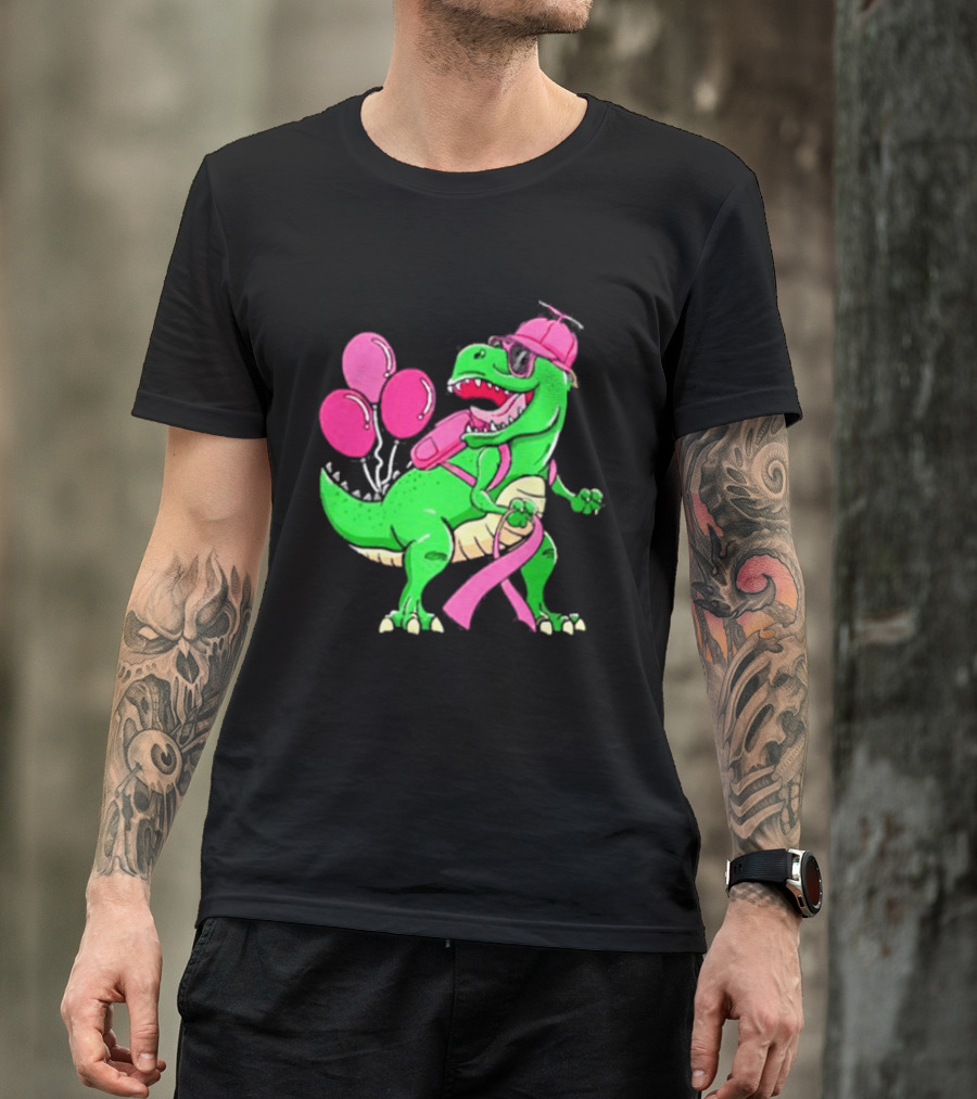 T Rex Party With Pink Balloons And Ribbon Accessories T-Shirt